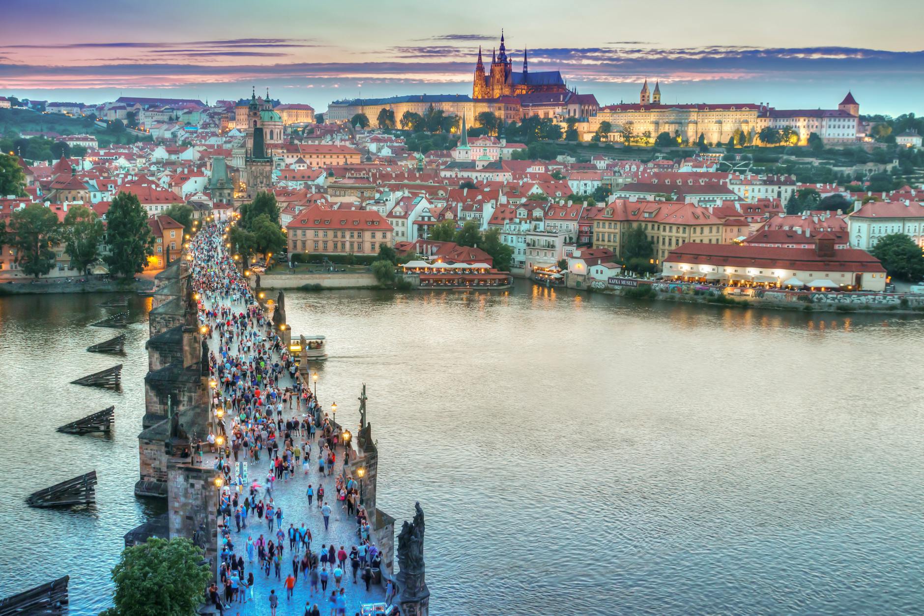 Prague - Property of: JÉSHOOTS, People Walking on Concrete Bridge